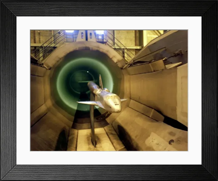 Framed Print : A model of the Space Shuttle Orbiter in the 16-Foot Transonic Tunnel, USA, ca. 1978 Framed Print : A model of the Space Shuttle Orbiter in the 16-Foot Transonic Tunnel, USA, ca. 1978