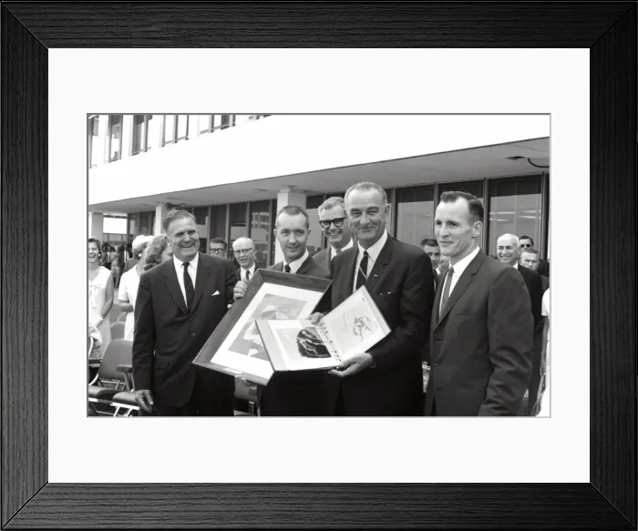 Framed Print : President Johnson Congratulates Astronauts, 1965. Creator: NASA Framed Print : President Johnson Congratulates Astronauts, 1965. Creator: NASA