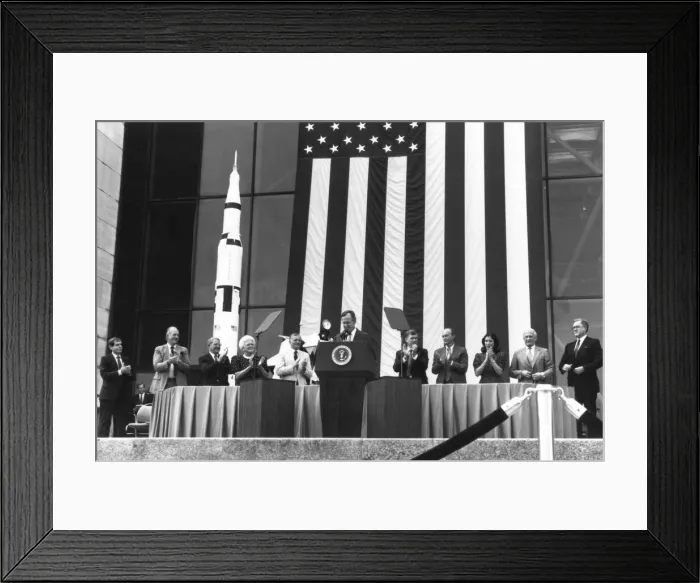 Framed Print : President George Bush and Apollo 11 Astronauts, Washington D. C. USA, 1989. Creator: NASA Framed Print : President George Bush and Apollo 11 Astronauts, Washington D. C. USA, 1989. Creator: NASA