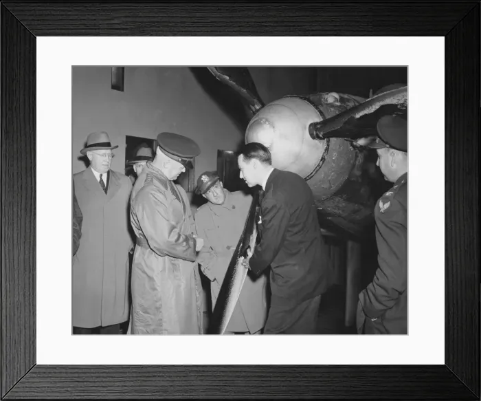 Framed Print : General Hap Arnold visits AERL, Cleveland, Ohio, November 9, 1944. V Creator: NASA Framed Print : General Hap Arnold visits AERL, Cleveland, Ohio, November 9, 1944. V Creator: NASA