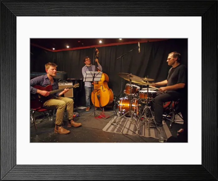 Framed Print : Tom Ollendorf, Conor Chaplin and Ari Hoenig, Verdict Jazz Club, Brghton, E