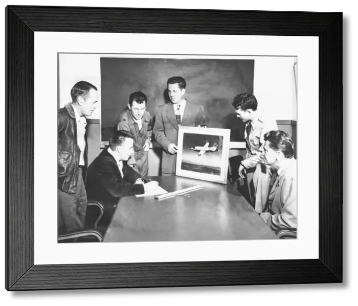 Framed Print : Key members of the XS 1 research team, USA, January 1948. Creator: Unknown Framed Print : Key members of the XS 1 research team, USA, January 1948. Creator: Unknown