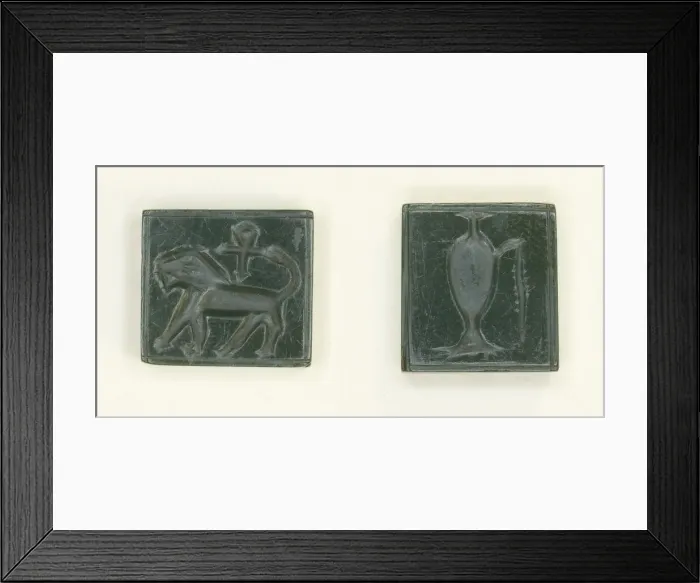 Framed Print : Plaque: Lion and Ankh / Libation Vessel, Egypt, New Kingdom Framed Print : Plaque: Lion and Ankh / Libation Vessel, Egypt, New Kingdom