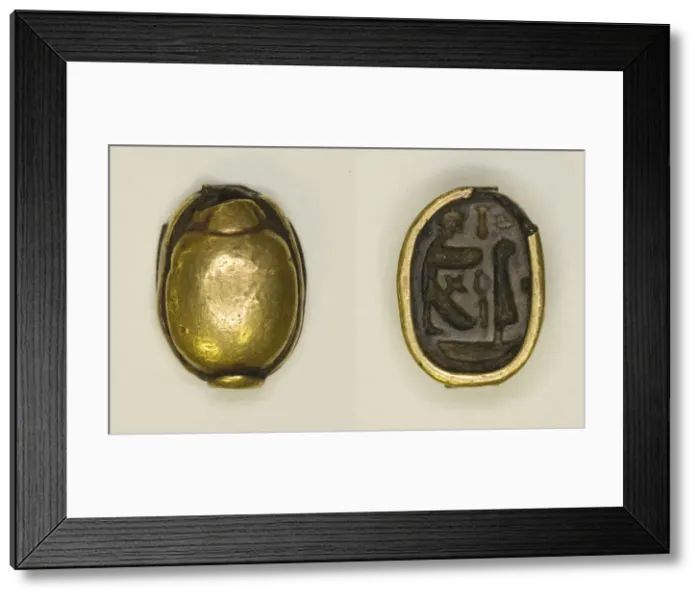 Framed Print : Scarab: Hieroglyphs and Figures (Re-Harakhti, nb- and ma at signs), Egypt, New Kingdom Framed Print : Scarab: Hieroglyphs and Figures (Re-Harakhti, nb- and ma at signs), Egypt, New Kingdom