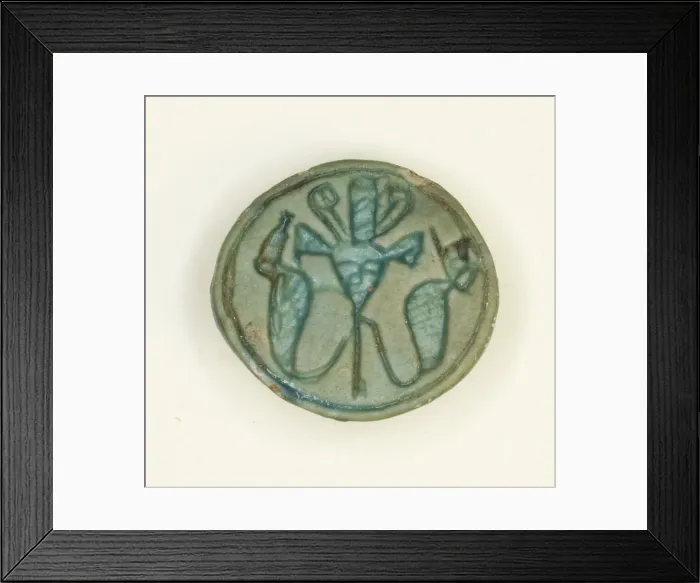 Framed Print : Cowroid: Hathor Sistrum Flanked by Uraei, Egypt, New Kingdom Framed Print : Cowroid: Hathor Sistrum Flanked by Uraei, Egypt, New Kingdom