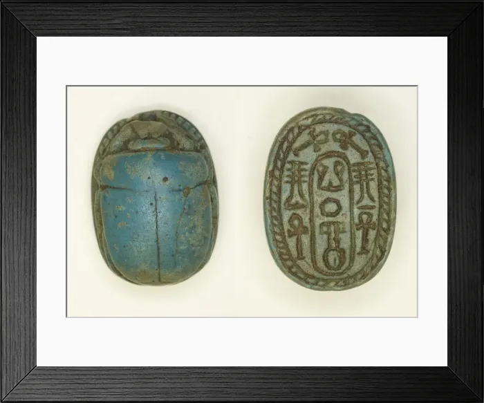 Framed Print : Scarab: Neferkara and Hieroglyphs (ankh and djed signs), Egypt, Middle Kingdom-Second Framed Print : Scarab: Neferkara and Hieroglyphs (ankh and djed signs), Egypt, Middle Kingdom-Second