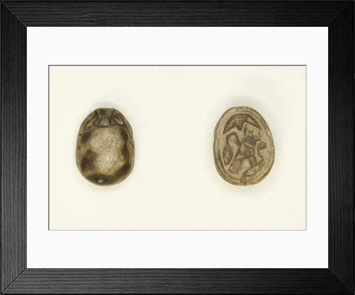 Framed Print : Scarab: Falcon with Red Crown and Cobra (?), Egypt, New Kingdom, Dynasties 18-19 (?) Framed Print : Scarab: Falcon with Red Crown and Cobra (?), Egypt, New Kingdom, Dynasties 18-19 (?)
