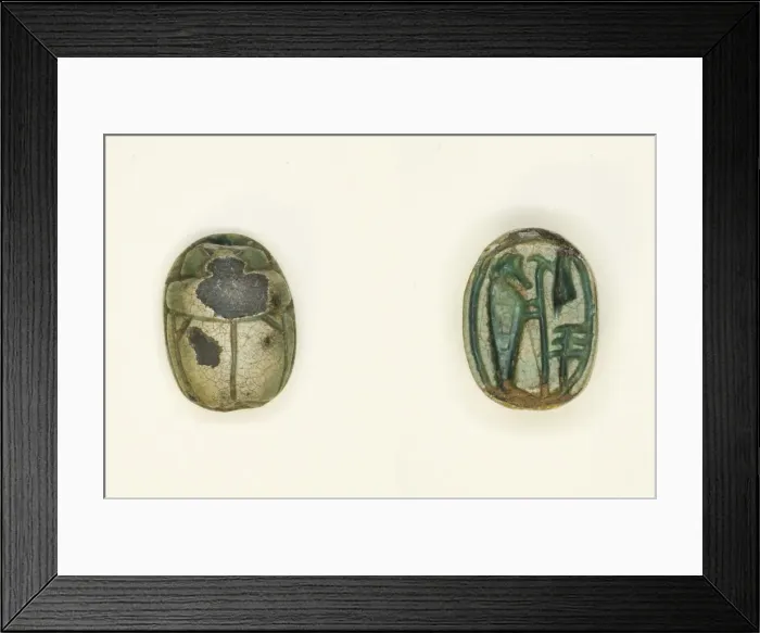 Framed Print : Scarab: The God Ptah with Ma at Feather and Djed-Pillar, Egypt, New Kingdom