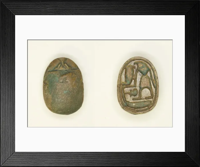 Framed Print : Scarab: Falcon-Headed Deity with Cobra, Egypt, Second Intermediate Period-New Kingdom Framed Print : Scarab: Falcon-Headed Deity with Cobra, Egypt, Second Intermediate Period-New Kingdom