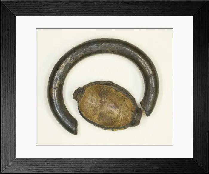 Framed Print : Ring: Cowroid with Sistrum and Pendant Uraeui, Egypt, New Kingdom Framed Print : Ring: Cowroid with Sistrum and Pendant Uraeui, Egypt, New Kingdom