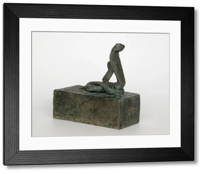 Framed Print : Coffin with Cobra (Atum) and Ostrich Feather of Goddess Maat on the Top, Egypt