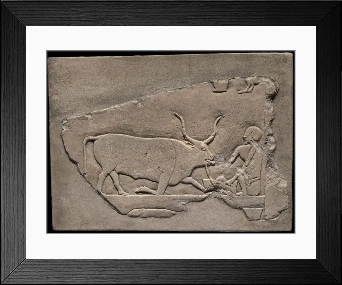 Framed Print : Wall Fragment from a Tomb Depicting a Herdsman, Egypt, First Intermediate Period Framed Print : Wall Fragment from a Tomb Depicting a Herdsman, Egypt, First Intermediate Period