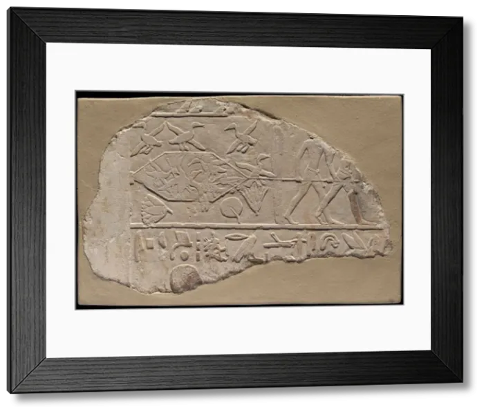Framed Print : Fragment of a Stela Depicting Fowling in the Marshes, Sakkara, First Intermediate Period Framed Print : Fragment of a Stela Depicting Fowling in the Marshes, Sakkara, First Intermediate Period