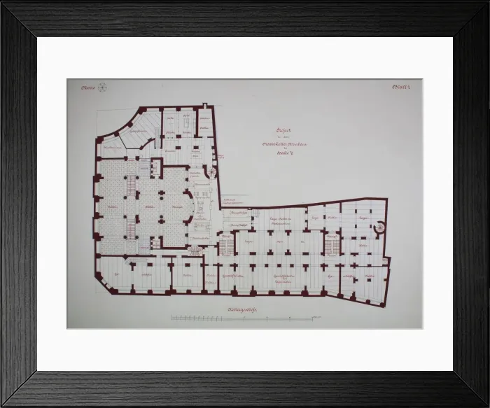 Framed Print : Rathskeller Neubau, Halle (Saale), Saxony-Anhalt, Germany, Basement Plan, c. 1887 Framed Print : Rathskeller Neubau, Halle (Saale), Saxony-Anhalt, Germany, Basement Plan, c. 1887