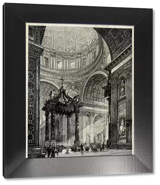 Saint Peters Basilica, Rome, Italy, Interior View, 1878. Creator: Frederick P Dinkelberg