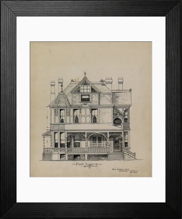 Framed Print : Presentation Design Drawings, Residence for Dr. Stratford, Chicago, Illinois Framed Print : Presentation Design Drawings, Residence for Dr. Stratford, Chicago, Illinois