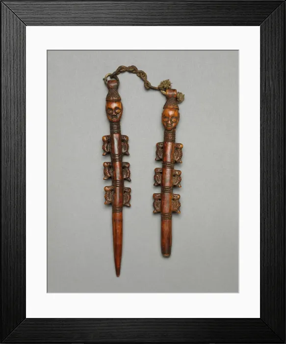 Framed Print : Pair of Staffs (Edan), Nigeria, 19th century or before. Creator: Unknown Framed Print : Pair of Staffs (Edan), Nigeria, 19th century or before. Creator: Unknown