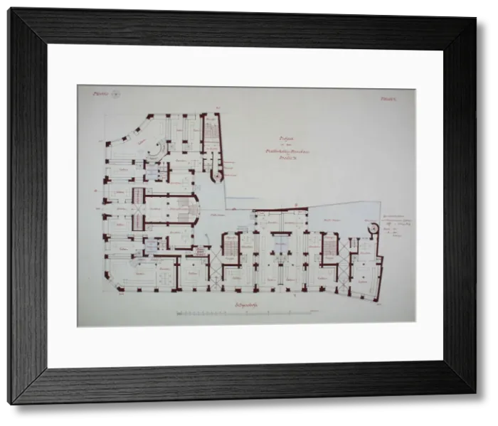 Framed Print : Rathskeller Neubau, Halle (Saale), Saxony-Anhalt, Germany, Ground Floor Plan, c. 1887 Framed Print : Rathskeller Neubau, Halle (Saale), Saxony-Anhalt, Germany, Ground Floor Plan, c. 1887