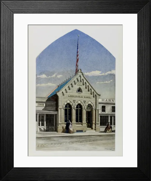 Framed Print : Middletown Bank, New York, Perspective, 1862. Creator: Peter Bonnett Wight Framed Print : Middletown Bank, New York, Perspective, 1862. Creator: Peter Bonnett Wight