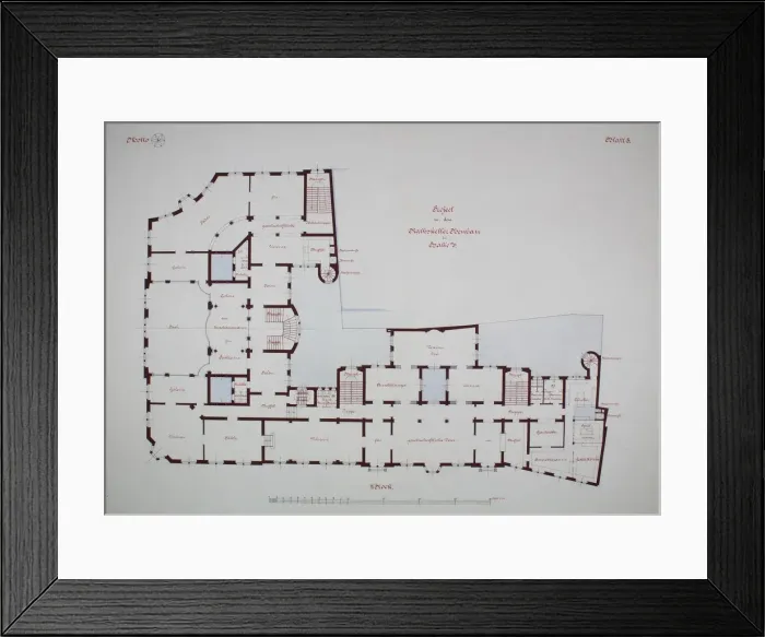 Framed Print : Rathskeller Neubau, Halle (Saale), Saxony-Anhalt, Germany, Second Floor Plan, c. 1887 Framed Print : Rathskeller Neubau, Halle (Saale), Saxony-Anhalt, Germany, Second Floor Plan, c. 1887