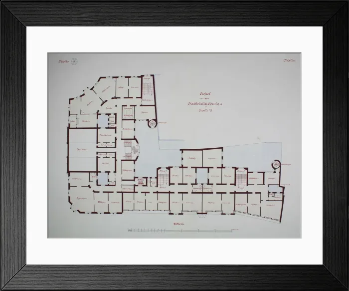 Framed Print : Rathskeller Neubau, Halle (Saale), Saxony-Anhalt, Germany, Third Floor Plan, c. 1887 Framed Print : Rathskeller Neubau, Halle (Saale), Saxony-Anhalt, Germany, Third Floor Plan, c. 1887