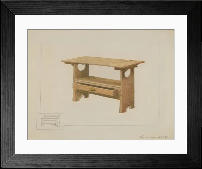 Framed Print : Kitchen Bench Table, c. 1936. Creator: Vincent P. Rosel Framed Print : Kitchen Bench Table, c. 1936. Creator: Vincent P. Rosel