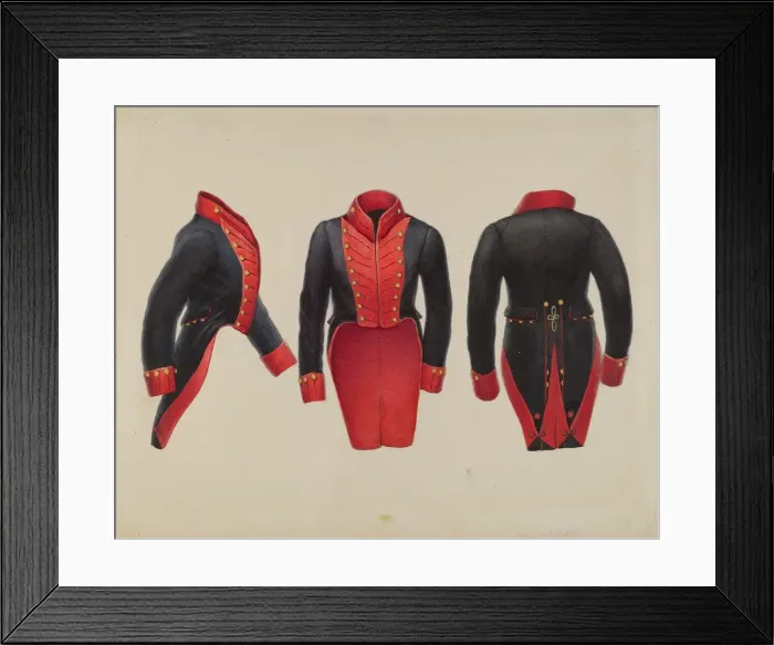 Framed Print : Delaware Militia Coat, c. 1936. Creators: Gordon Saltar, B. Berndt