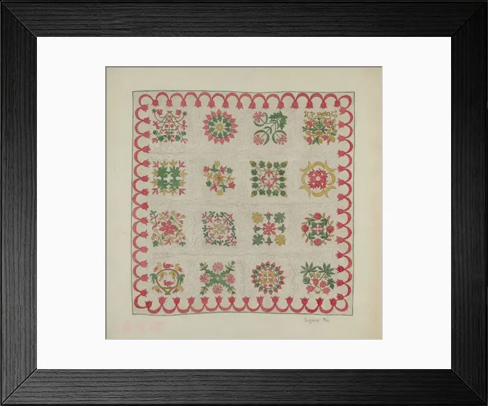 Framed Print : Applique Quilt, c. 1937. Creator: Suzanne Roy Framed Print : Applique Quilt, c. 1937. Creator: Suzanne Roy