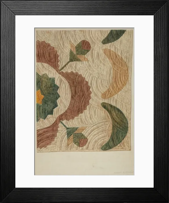 Framed Print : Applique and Quilted Coverlet, c. 1938. Creator: Manuel G. Runyan Framed Print : Applique and Quilted Coverlet, c. 1938. Creator: Manuel G. Runyan