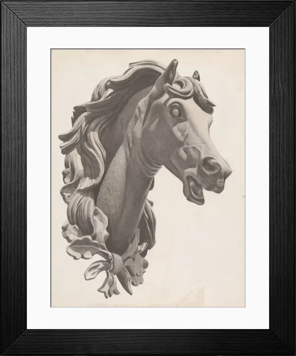 Framed Print : Decorative Horses Head, c. 1938. Creator: Albert Ryder
