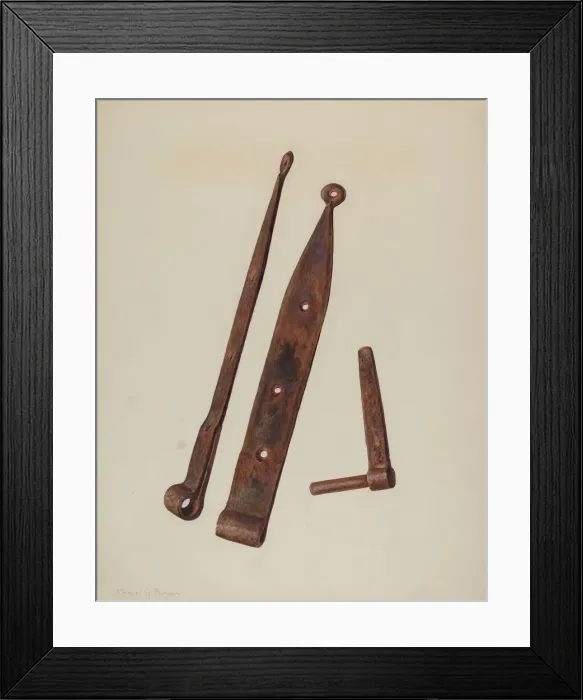 Framed Print : Hinges and Bolt, c. 1939. Creator: Manuel G. Runyan Framed Print : Hinges and Bolt, c. 1939. Creator: Manuel G. Runyan