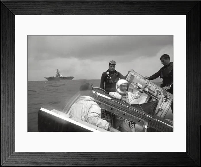 Framed Print : Gemini 9 crew waves to the Wasp, 1966. Creator: NASA Framed Print : Gemini 9 crew waves to the Wasp, 1966. Creator: NASA