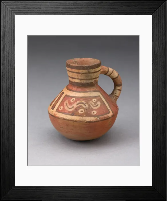 Framed Print : Miniature Handled Bottle with Abstract Motifs, A. D. 600 / 1000. Creator: Unknown Framed Print : Miniature Handled Bottle with Abstract Motifs, A. D. 600 / 1000. Creator: Unknown