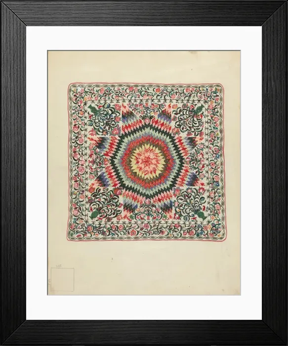 Framed Print : Patchwork and Applique Quilt, 1935 / 1942. Creator: Irene Schaefer Framed Print : Patchwork and Applique Quilt, 1935 / 1942. Creator: Irene Schaefer