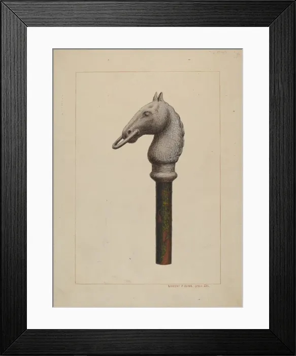 Framed Print : Horse Head Hitching Post, 1935 / 1942. Creator: Vincent P. Rosel Framed Print : Horse Head Hitching Post, 1935 / 1942. Creator: Vincent P. Rosel