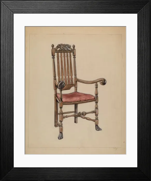 Framed Print : Banister-back Armchair, 1935 / 1942. Creator: M. Rosenshield-von-Paulin Framed Print : Banister-back Armchair, 1935 / 1942. Creator: M. Rosenshield-von-Paulin