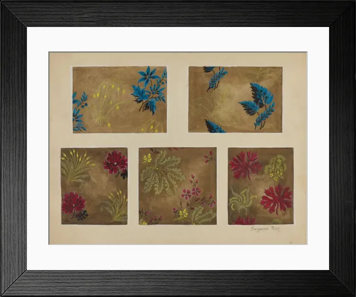 Framed Print : Printed Textiles, c. 1936. Creator: Suzanne Roy Framed Print : Printed Textiles, c. 1936. Creator: Suzanne Roy