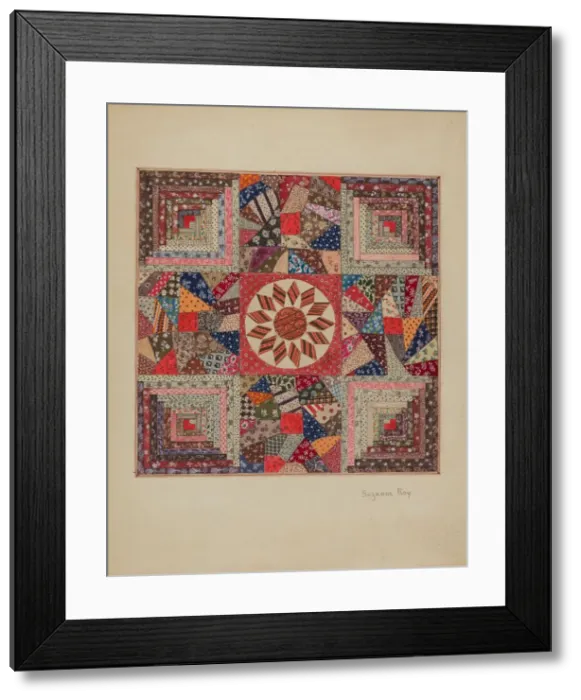 Framed Print : Crib Coverlet, c. 1936. Creator: Suzanne Roy Framed Print : Crib Coverlet, c. 1936. Creator: Suzanne Roy