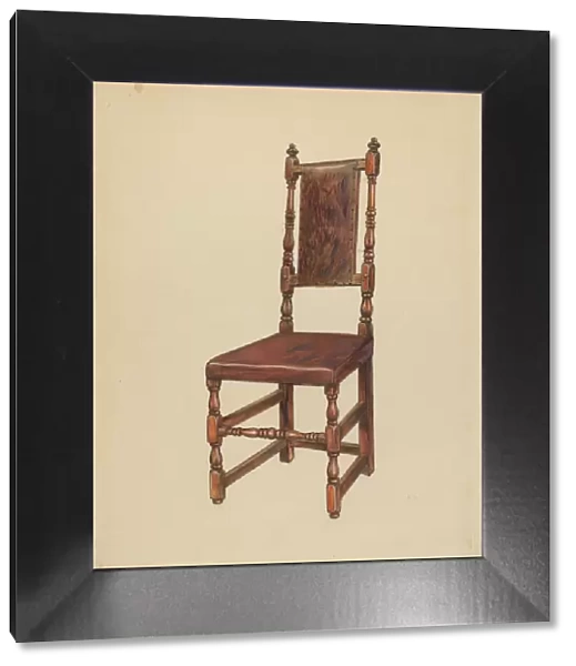Cromwellian Leather Side Chair, 1935  /  1942. Creator: Gilbert Sackerman