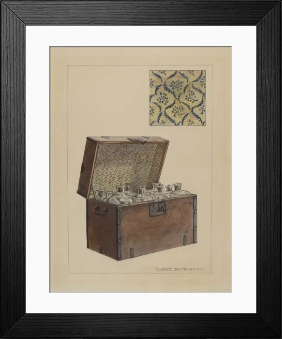 Framed Print : Medicine Bottle Chest, c. 1936. Creator: Gilbert Sackerman Framed Print : Medicine Bottle Chest, c. 1936. Creator: Gilbert Sackerman