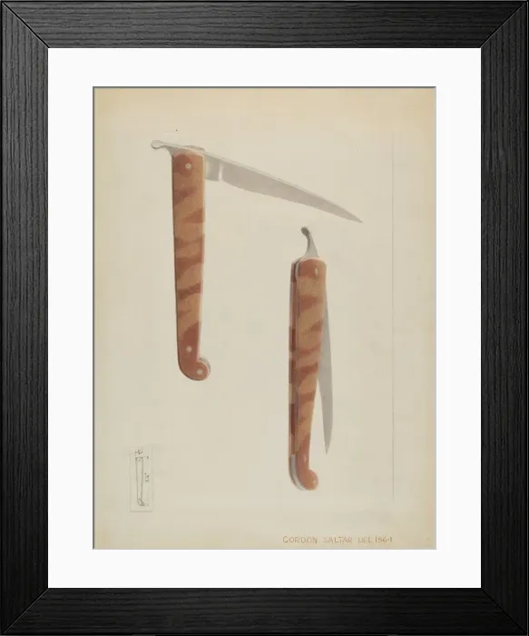 Framed Print : Quill Sharpener Knife, c. 1936. Creator: Gordon Saltar Framed Print : Quill Sharpener Knife, c. 1936. Creator: Gordon Saltar
