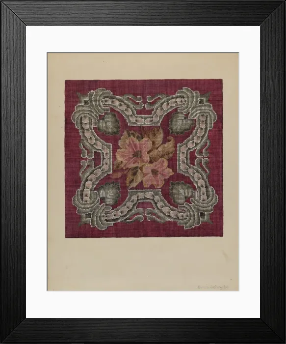 Framed Print : Needlepoint and Beadwork Square, c. 1937. Creator: Erwin Schwabe Framed Print : Needlepoint and Beadwork Square, c. 1937. Creator: Erwin Schwabe