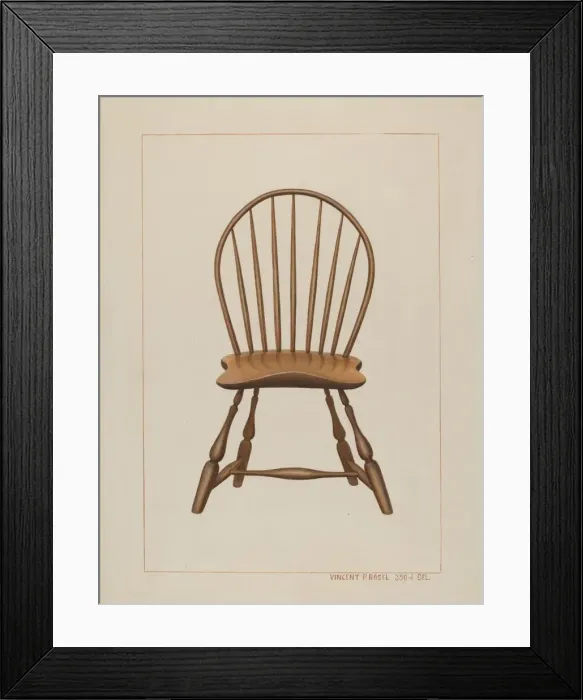 Framed Print : Windsor Fan-back Chair, c. 1938. Creator: Vincent P. Rosel Framed Print : Windsor Fan-back Chair, c. 1938. Creator: Vincent P. Rosel