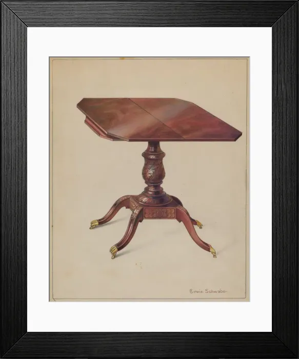 Framed Print : Mahogany Tilt-top Table, c. 1936. Creator: Erwin Schwabe Framed Print : Mahogany Tilt-top Table, c. 1936. Creator: Erwin Schwabe