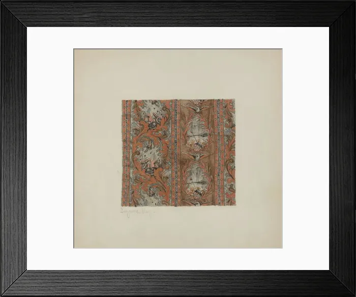 Framed Print : Historical Printed Textile, c. 1939. Creator: Suzanne Roy Framed Print : Historical Printed Textile, c. 1939. Creator: Suzanne Roy