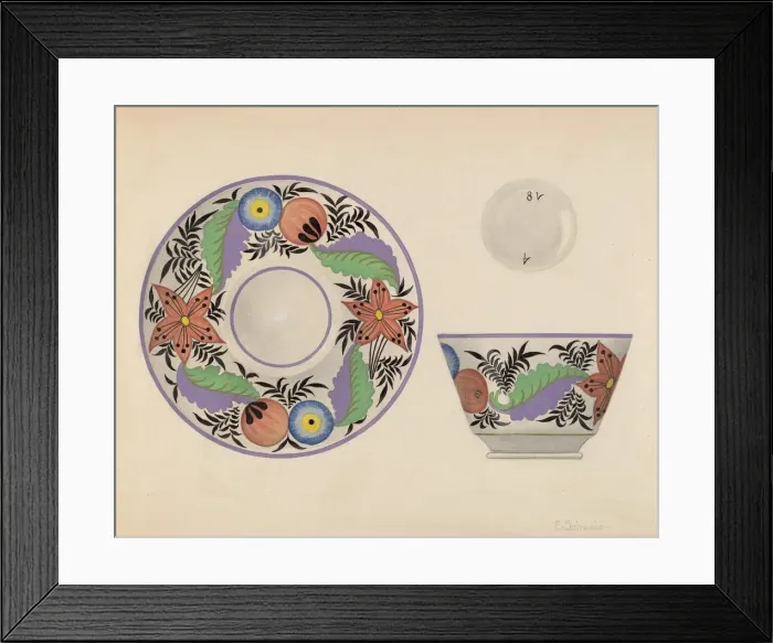 Framed Print : Cup and Saucer, c. 1936. Creator: Erwin Schwabe Framed Print : Cup and Saucer, c. 1936. Creator: Erwin Schwabe