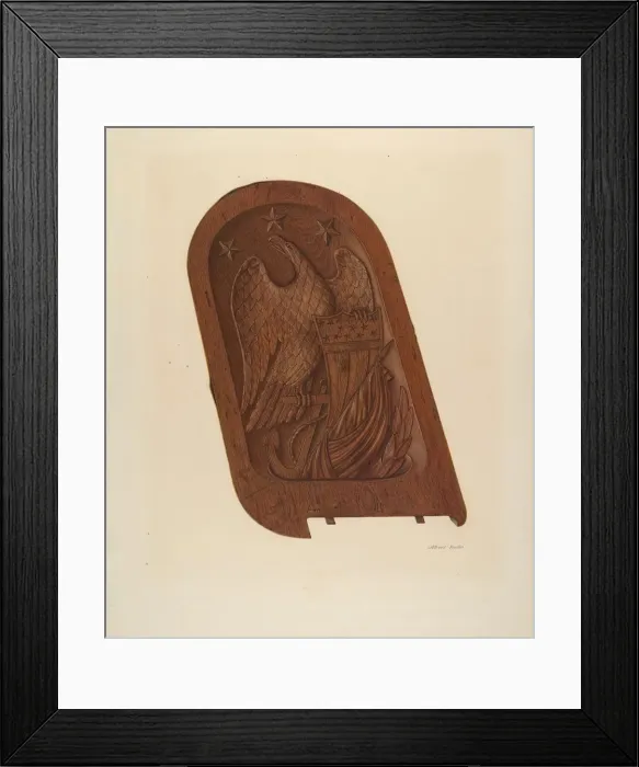Framed Print : Ships Carving, c. 1939. Creator: Albert Rudin Framed Print : Ships Carving, c. 1939. Creator: Albert Rudin
