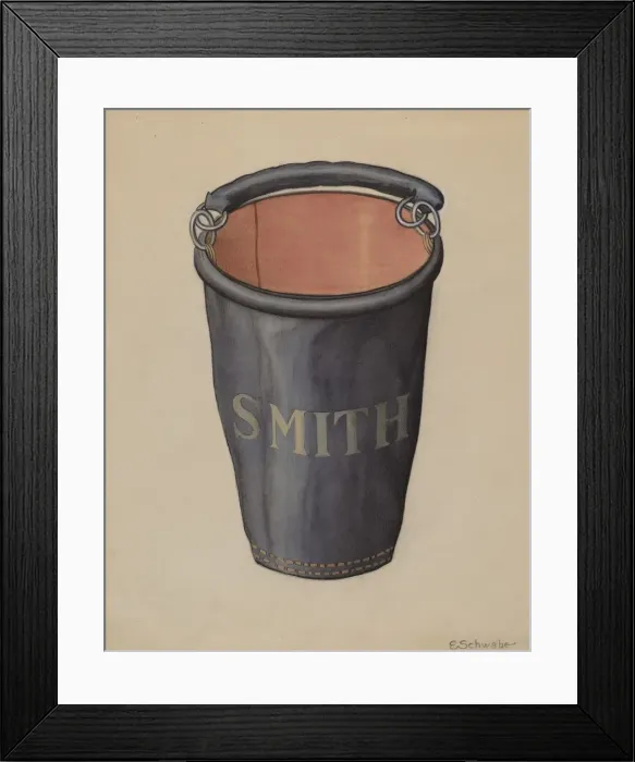 Framed Print : Leather Fire Bucket, c. 1936. Creator: Erwin Schwabe Framed Print : Leather Fire Bucket, c. 1936. Creator: Erwin Schwabe