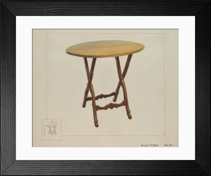 Framed Print : Table, c. 1937. Creator: Vincent P. Rosel Framed Print : Table, c. 1937. Creator: Vincent P. Rosel