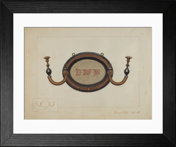 Framed Print : Wall Hat Rack, c. 1937. Creator: Vincent P. Rosel Framed Print : Wall Hat Rack, c. 1937. Creator: Vincent P. Rosel
